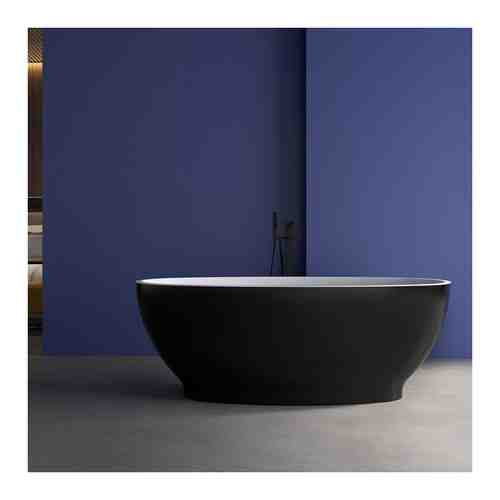 Акриловая ванна Abber 165х80 на каркасе, слив-перелив, черная (AB9207MB)