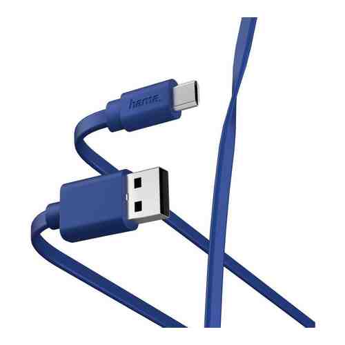 Кабель HAMA 00187226 microUSB (m) USB A(m) 1м синий плоский