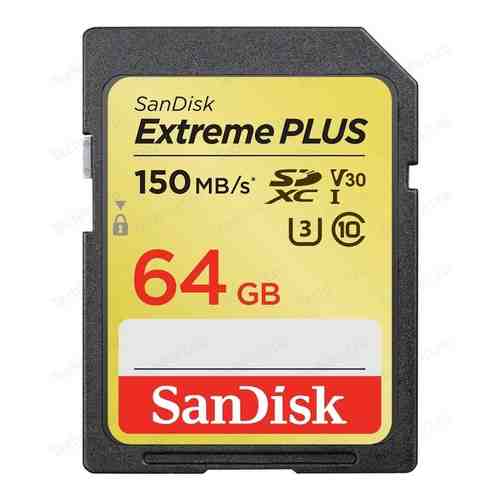 Карта памяти Sandisk Extreme Plus SDXC Card 64GB, 150MB/s V30 UHS-I U3 (SDSDXW6-064G-GNCIN)