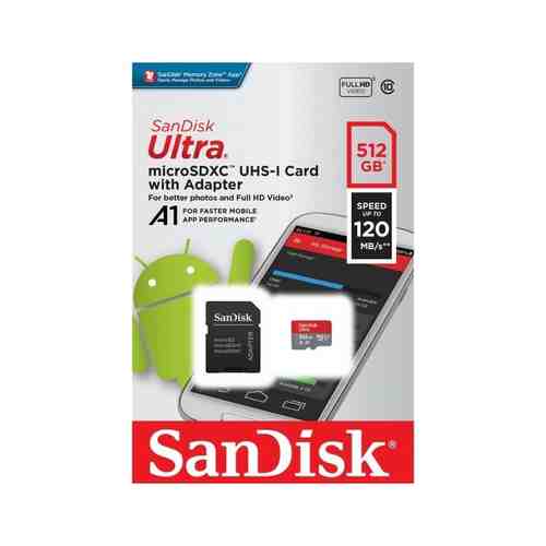 Карта памяти Sandisk microSDXC 512Gb Class10 SDSQUA4-512G-GN6MA Ultra