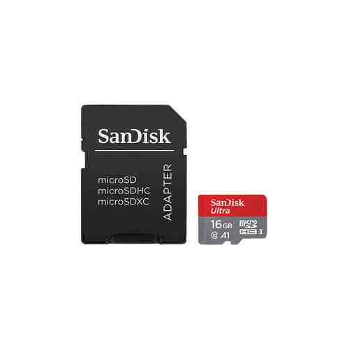 Карта памяти SanDisk Ultra UHS-I MicroSD 16 ГБ class 10 (с адаптером) арт. 106075