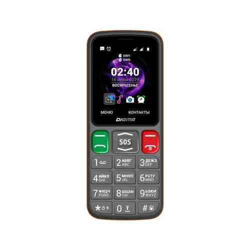 Мобильный телефон Digma Linx S240 серый-оранжевый (32Mb/2Sim/2.44''/TN 240x320/0.08Mpix)