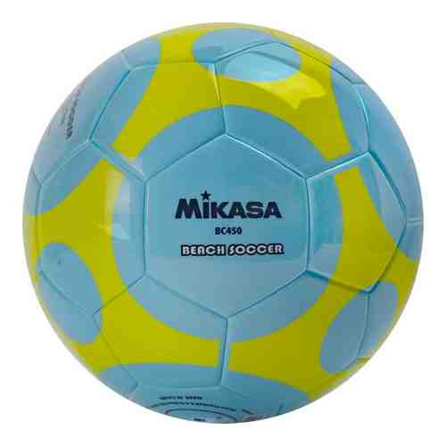 Мяч для пляжного футбола Mikasa BC450, р.5, 32 панели, термосшивка, голубо-желтый