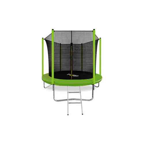 Батут Arland 8FT с внутренней страховочной сеткой и лестницей (светло-зеленый)