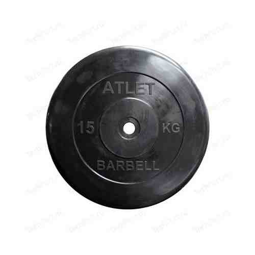 Диск обрезиненный Atlet 31 мм. 15 кг. черный