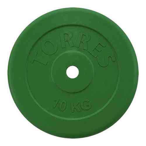 Диск обрезиненный Torres 10 кг. 25 мм. зеленый