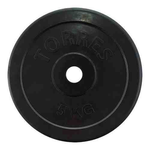 Диск обрезиненный Torres 5 кг. 25 мм. черный