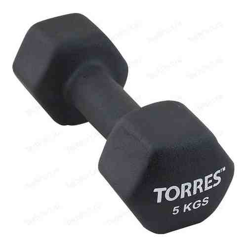 Гантель Torres 5 кг - 1 шт (PL55015) в неопреновой оболочке черный
