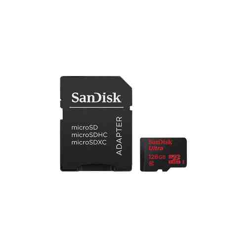 Карта памяти SanDisk MicroSD HC 128 ГБ class 10 (с адаптером) арт. 86683