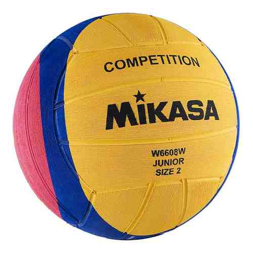 Мяч для водного поло Mikasa W6608W р. 2, jun, резина, вес 300-320 г, дл. окр. 58-60см,желт-син-роз