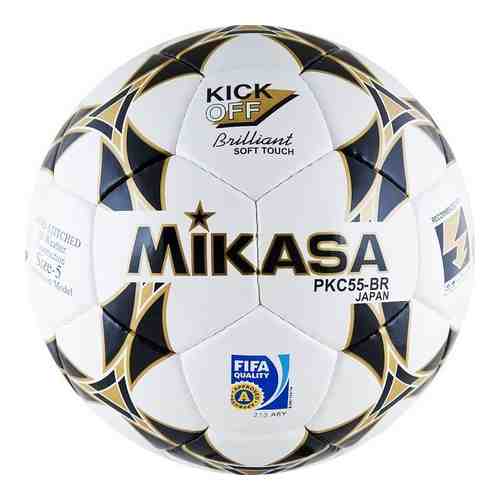 Мяч футбольный Mikasa PKC55BR-1, р.5, серт. FIFA Quality (FIFA Inspected), белый/черный-золотой
