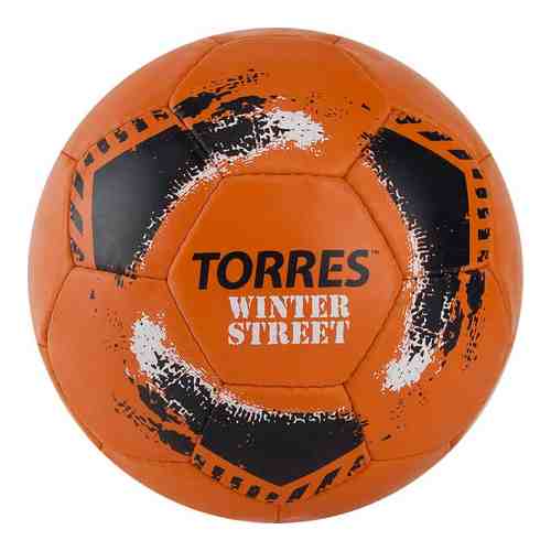 Мяч футбольный Torres Winter Street арт. F020285, р.5, 32 пан, рез, 4 подкл. слоя, руч. сшив,оранж-чер