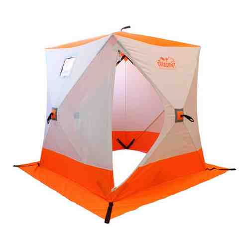 Палатка для зимней рыбалки Следопыт Палатка зимняя куб СЛЕДОПЫТ 1,5 х1,5 м, Oxford 210D PU 1000, 2-местная, цв. бело-оранж.