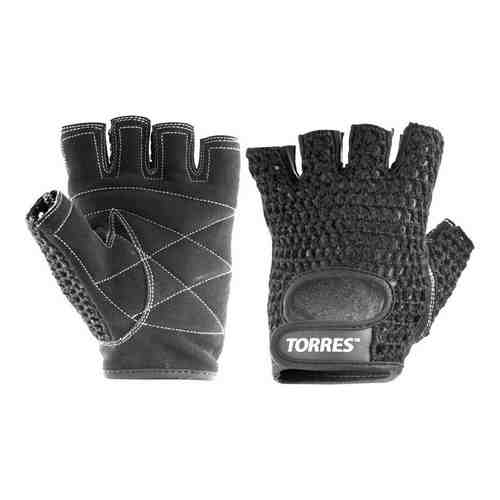 Перчатки для занятий спортом Torres арт. PL6045XL, р. XL, хлопок, нат. замша, подбивка 6 мм,черн
