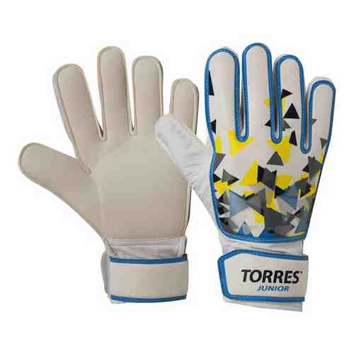 Перчатки вратарские Torres Jr., р. 5, 2 мм бело-голуб-желтый,