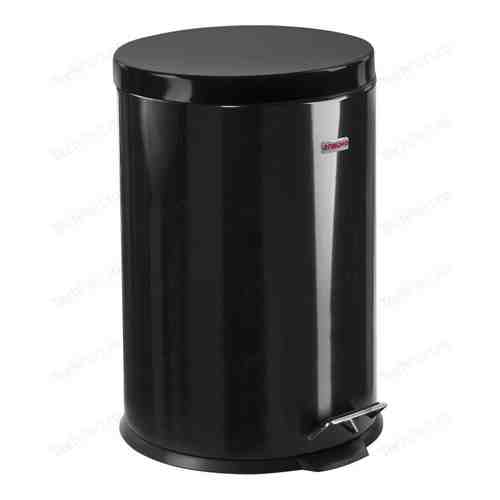Ведро-контейнер для мусора (урна) с педалью Лайма Classic черное, глянцевое, металл, со съемным внутренним ведром, 20 л 604945