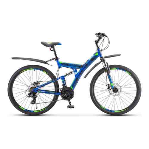 Велосипед Stels Focus MD 27.5'' 21-sp V010 19'' Синий/неоновый зелёный